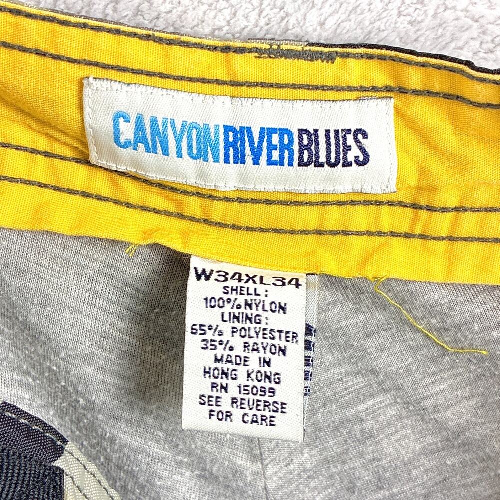 VTG Nylon Parachute Pants Mens 34x34 Gray Duck Camo Lined Baggy Rave Skate 90s - Picture 12 of 12